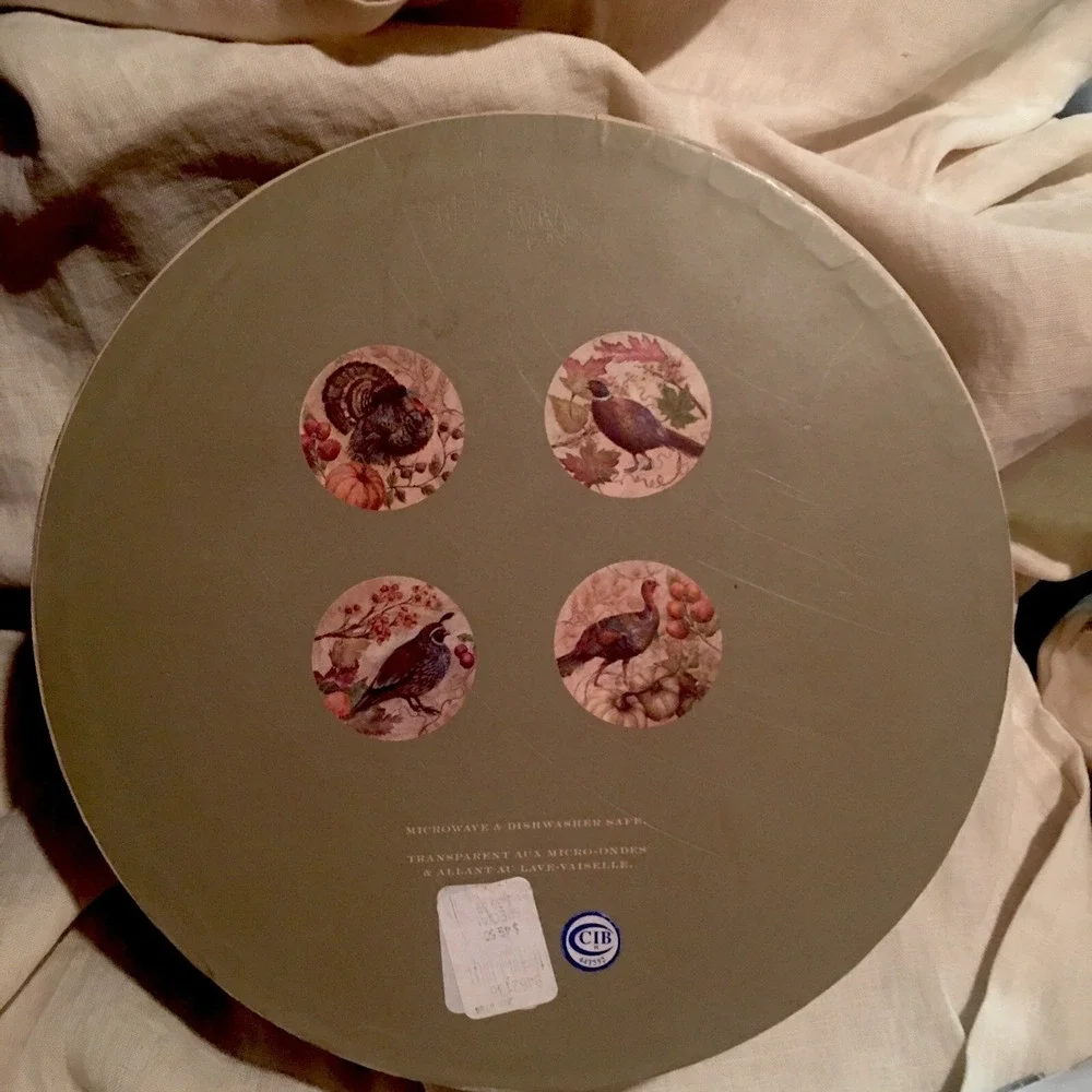 Pottery Barn Fresco Birds Turkey Thanksgivings‎ Salad Dessert Plates Set OF 4